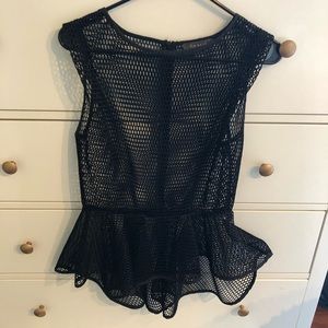 AKIRA Tops - Mesh, Peplum Top - Black, L AKIRA Tops - Mesh, Peplum Top - Black, L